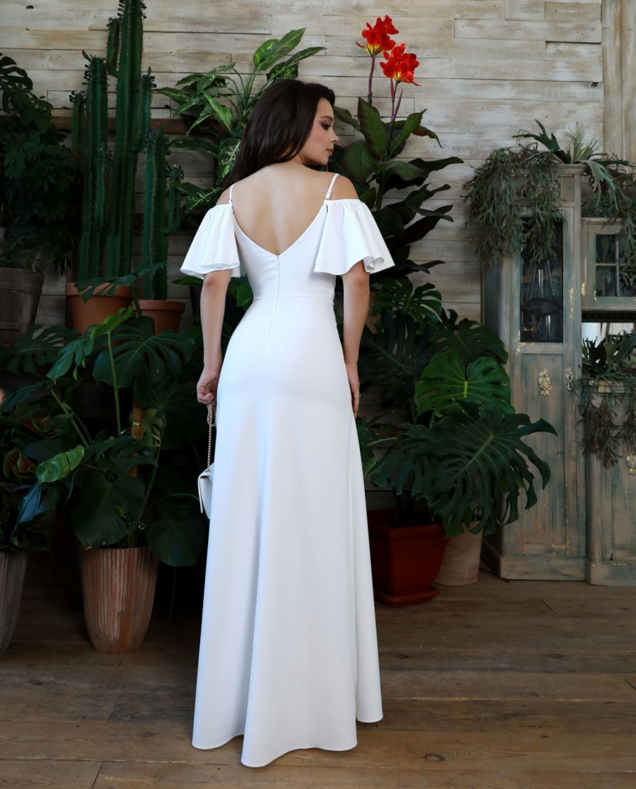 Белое летнее платье для женщин: макси на бретелях для свадьбы, дня рождения и элегантных вечеров