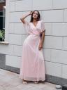 Нарядное розовое блестящее платье в пол, фото 2