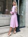 Коктейльное лилово-розовое платье на длинный рукав миди длины, фото 5
