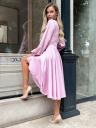 Коктейльное лилово-розовое платье на длинный рукав миди длины, фото 6