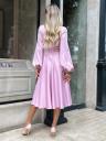 Коктейльное лилово-розовое платье на длинный рукав миди длины, фото 4