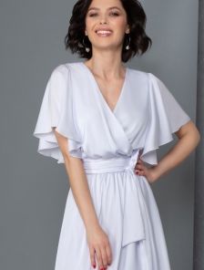 Потрясающее белое коктейльное платье А-силуэта длины миди — подходит для лета, весны и осени