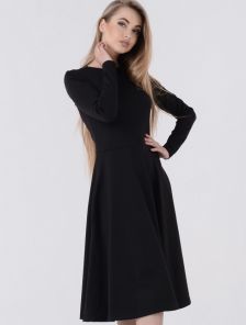 Черное платье миди длины на длинный рукав