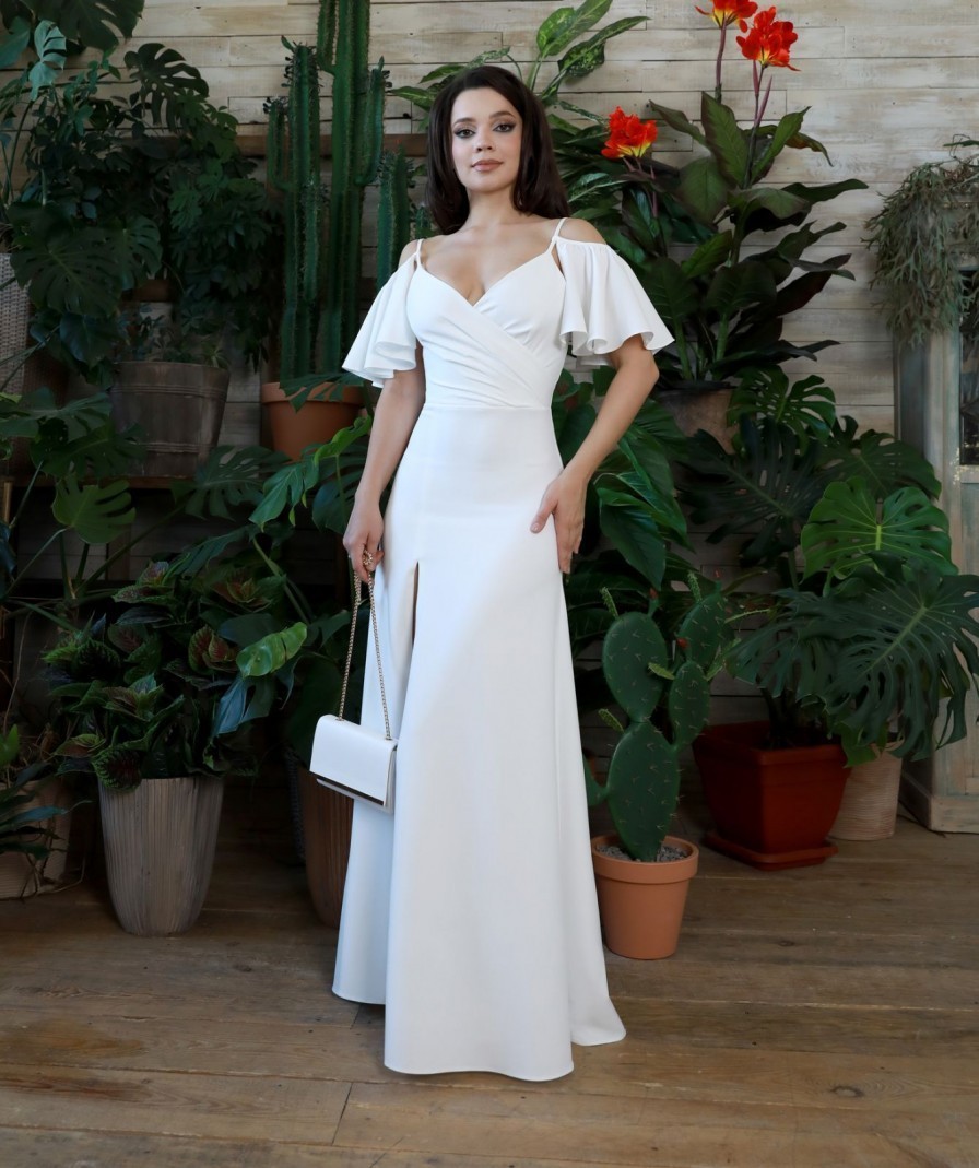 Белое летнее платье для женщин: макси на бретелях для свадьбы, дня рождения и элегантных вечеров