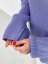 Теплый вязаный стильный свитер сиреневого цвета с горловиной, фото 6