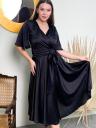 Вечернее шелковое черное платье с коротким рукавом, фото 4