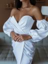 Приголомшлива біла максі-сукня з рукавами-буфами — ідеальна для випускного вечора, фотосесій та урочистих заходів, фото 3