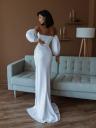 Приголомшлива біла максі-сукня з рукавами-буфами — ідеальна для випускного вечора, фотосесій та урочистих заходів, фото 4