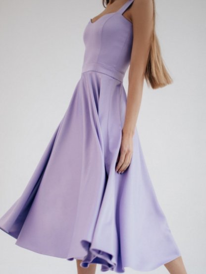 Нарядное платье миди длины лавандового цвета, фото 1