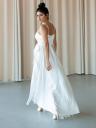 Белое шелковое платье-макси трапециевидной формы с V-образным вырезом и тонкими бретельками - идеально подходит для летних вечеринок, фото 8