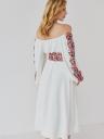 Потрясающее белое платье-миди с открытыми плечами, квадратным вырезом и натуральной линией талии, фото 5