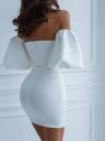 Сексуальное маленькое белое коктейльное платье: элегантное платье-футляр с пышными рукавами для летней вечеринки, фото 8