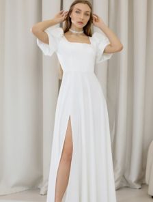 «Захватывающее дух белое платье для женщин | Красивое вечернее платье с разрезом сбоку | Идеальное платье для невесты или выпускного бала»
