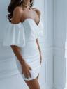 Сексуальное маленькое белое коктейльное платье: элегантное платье-футляр с пышными рукавами для летней вечеринки, фото 7