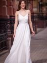 Длинное мерцающее шифоновое белое платье с съмными рукавами, фото 6