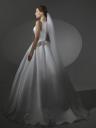 Белое пышное свадебное длинное платье с V-образный глубокий вырезом, фото 4