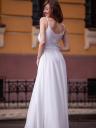 Длинное мерцающее шифоновое белое платье с съмными рукавами, фото 12