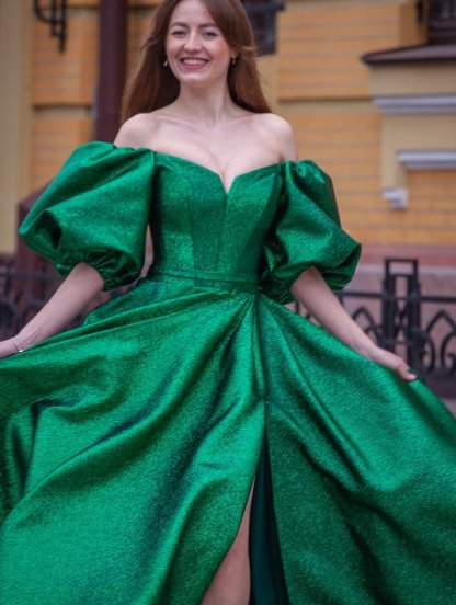 Экстравагантное макси-платье | Зеленое платье с модной пышной юбкой | Идеальное летнее платье для женщин, фото 1