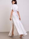 Нарядное шелковое белое платье в пол, юбка-солнце с разрезом, фото 3