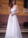 Длинное мерцающее шифоновое белое платье с съмными рукавами, фото 14