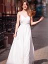 Длинное мерцающее шифоновое белое платье с съмными рукавами, фото 11