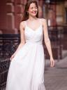Длинное мерцающее шифоновое белое платье с съмными рукавами, фото 8