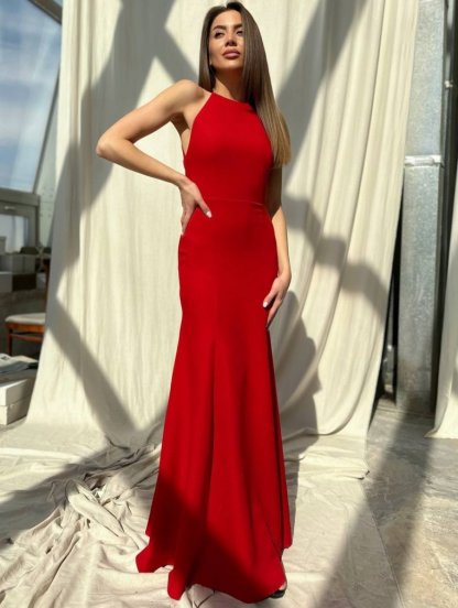 Красное нарядное легкое вечернее платье, фото 1