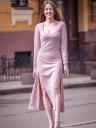 Повседневное пастельно-розовое платье-миди с разрезами — идеально подходит для лета, весны и осени, фото 2