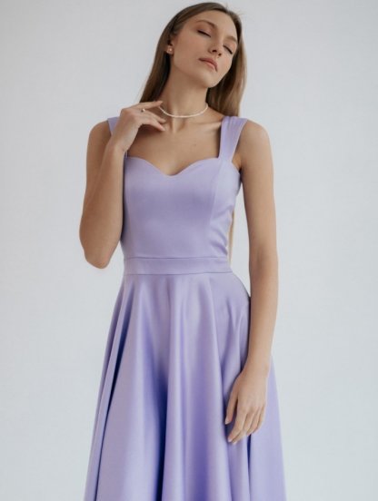 Нарядное платье миди длины лавандового цвета, фото 1