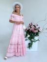 Длинное летнее розовое кружевное платье, фото 6