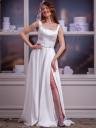 Простое и элегантное белое платье макси с высоким разрезом — идеально подходит для свадьбы, помолвки или особых мероприятий, фото 4