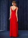 Красное вечернее длинное платье на бретелях с разрезом, фото 8