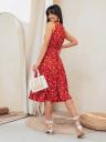 Летнее красное платье с цветочным принтом и поясом, фото 5