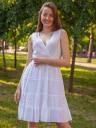 Короткое белое хлопковое платье с кружевами, фото 3