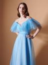 Блестящее синее платье длиной до пола с короткими рукавами | Идеально подходит для гостей на свадьбу, выпускных вечеров и вечерних мероприятий!, фото 2