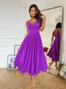 Потрясающее фиолетовое летнее платье для женщин/ Платье миди на бретельках/Идеальное весеннее платье для вечеринок, выпускных вечеров, фото 5