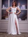 Простое и элегантное белое платье макси с высоким разрезом — идеально подходит для свадьбы, помолвки или особых мероприятий, фото 2