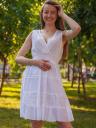 Короткое белое хлопковое платье с кружевами, фото 2