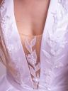 Белое свадебное длинное платье с V-образный глубокий вырезом, фото 2