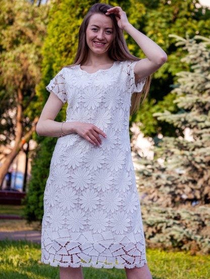 Кружевное платье без рукавов с цветочной вышивкой кружевами, фото 1