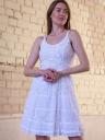 Летнее белое короткое хлопковое платье на бретелях, фото 5