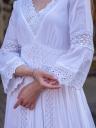 Белое макси-платье с цветочным принтом, рукавом-колоколом 3/4, А-силуэтом и завышенной талией, фото 9