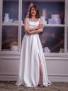 Простое и элегантное белое платье макси с высоким разрезом — идеально подходит для свадьбы, помолвки или особых мероприятий, фото 3