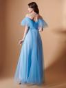 Блестящее синее платье длиной до пола с короткими рукавами | Идеально подходит для гостей на свадьбу, выпускных вечеров и вечерних мероприятий!, фото 3
