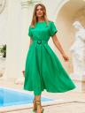 Летнее платье макси-длины с поясом зеленого цвета на каждый день, фото 5
