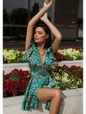 Зеленое шелковое платье с цветочным принтом: идеальное мини-платье для летней вечеринки и отпуска, фото 2