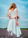 «Белое летнее платье для женщин | Свободное платье трапециевидной формы с цветочным принтом | Рукава-фонарики и шнуровка сзади», фото 4