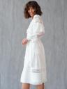 Белое кружевное платье миди с длинным рукавом и поясом, фото 5