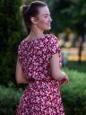 Повседневное красное платье-миди А-силуэта: Хлопковое платье с цветочным принтом для летних каникул, фото 3
