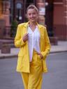 Летний женский льнянной костюм 2-ка желтого цвета, фото 2